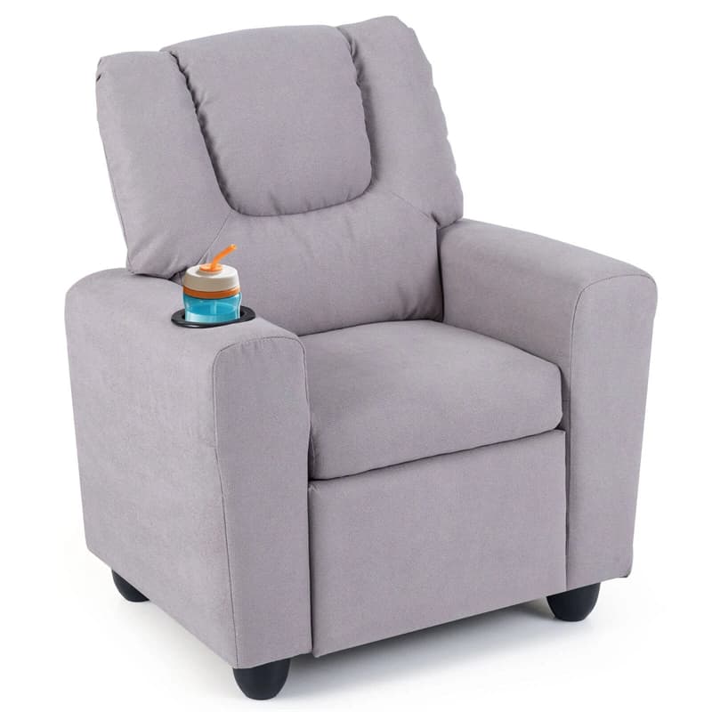 Kids Recliner Chair with Cup Holder & Side Pocket, Adjustable Toddler Lounge Sofa, Ergonomic Children Armchairs for Boys Girls Age 3+, 150lbs