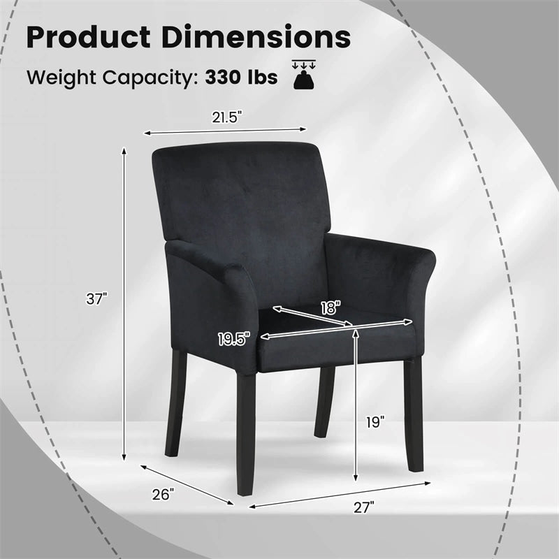 Fabric Upholstered Executive Guest Chair, Waiting Room Reception Chair with Padded Arms & Solid Rubber Wood Legs for Office Meeting Rooms