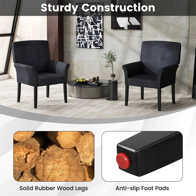 Fabric Upholstered Executive Guest Chair, Waiting Room Reception Chair with Padded Arms & Solid Rubber Wood Legs for Office Meeting Rooms