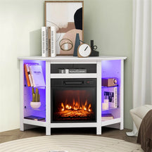 Modern Corner Fireplace TV Stand with LED Lights for TVs up to 50", Entertainment Center with Electric Fireplace & APP Control