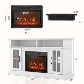 58" TV Console with 23" Fireplace Insert, Fireplace TV Stand for TVs up to 65 Inches, 1400W Electric Fireplace Heater