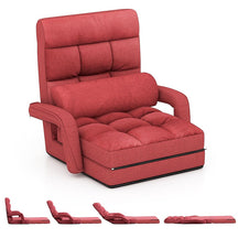 Foldable Floor Chair Recliner, Single Lazy Sofa with Ergonomic Armrest, Adjustable 5 Backrest Positions & Detachable Mat