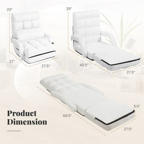Foldable Massage Floor Chair Recliner, Single Lazy Sofa with Ergonomic Armrest, Adjustable 5 Backrest Positions & Detachable Mat