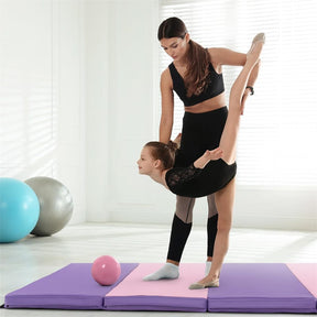8' x 4' Anti-Tear Folding Gymnastics Mat for Yoga Fitness, 2" Thick 4-Panel Exercise Tumbling Mat with Carrying Handles