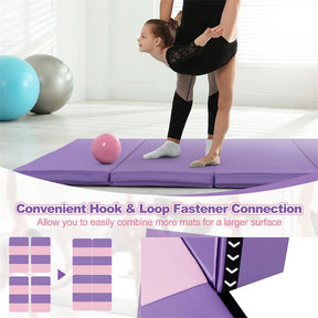 8' x 4' Anti-Tear Folding Gymnastics Mat for Yoga Fitness, 2" Thick 4-Panel Exercise Tumbling Mat with Carrying Handles