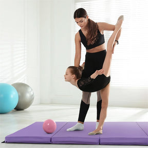 8' x 4' Anti-Tear Folding Gymnastics Mat for Yoga Fitness, 2" Thick 4-Panel Exercise Tumbling Mat with Carrying Handles