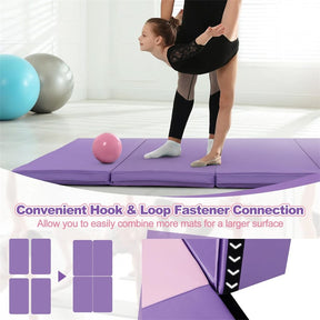 8' x 4' Anti-Tear Folding Gymnastics Mat for Yoga Fitness, 2" Thick 4-Panel Exercise Tumbling Mat with Carrying Handles