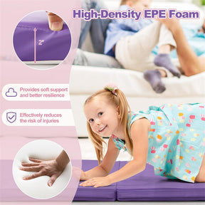 8' x 4' Anti-Tear Folding Gymnastics Mat for Yoga Fitness, 2" Thick 4-Panel Exercise Tumbling Mat with Carrying Handles