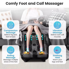 Foot Calf Leg Massager Machine with Heat, Electric Foot Massager, Shiatsu Rolling Vibration Deep Kneading Massage Therapy