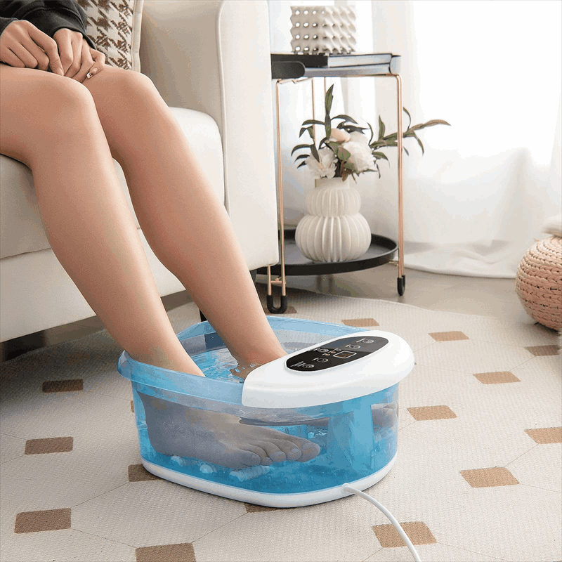 Foot Spa Bath Massager w/ Heat, Bubbles & Vibration Mode, Digital Temp Control, 12 Rollers, Pedicure Stone, Foot Soaker Tub for Relaxation