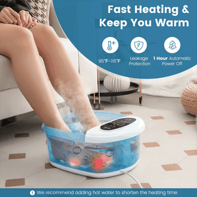 Foot Spa Bath Massager w/ Heat, Bubbles & Vibration Mode, Digital Temp Control, 12 Rollers, Pedicure Stone, Foot Soaker Tub for Relaxation