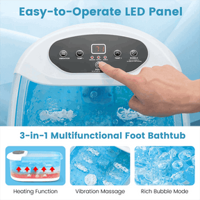 Foot Spa Bath Massager w/ Heat, Bubbles & Vibration Mode, Digital Temp Control, 12 Rollers, Pedicure Stone, Foot Soaker Tub for Relaxation