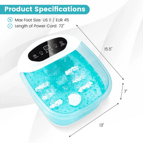 Foot Spa Bath Massager w/ Heat, Bubbles & Vibration Mode, Digital Temp Control, 12 Rollers, Pedicure Stone, Foot Soaker Tub for Relaxation