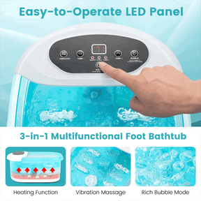 Foot Spa Bath Massager w/ Heat, Bubbles & Vibration Mode, Digital Temp Control, 12 Rollers, Pedicure Stone, Foot Soaker Tub for Relaxation