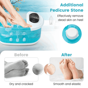 Foot Spa Bath Massager w/ Heat, Bubbles & Vibration Mode, Digital Temp Control, 12 Rollers, Pedicure Stone, Foot Soaker Tub for Relaxation