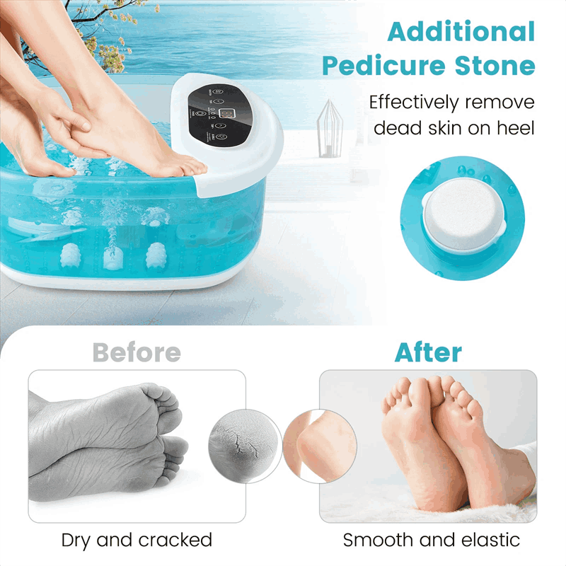 Foot Spa Bath Massager w/ Heat, Bubbles & Vibration Mode, Digital Temp Control, 12 Rollers, Pedicure Stone, Foot Soaker Tub for Relaxation