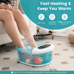 Foot Spa Bath Massager w/ Heat, Bubbles & Vibration Mode, Digital Temp Control, 12 Rollers, Pedicure Stone, Foot Soaker Tub for Relaxation