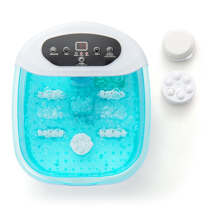 Foot Spa Bath Massager w/ Heat, Bubbles & Vibration Mode, Digital Temp Control, 12 Rollers, Pedicure Stone, Foot Soaker Tub for Relaxation