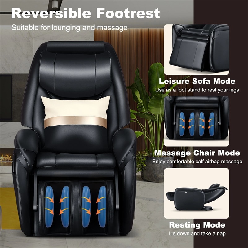 SL Track Full Body Massage Chair Zero Gravity Electric Massage Recliner with Heat, Pillow & Reversible Footrest