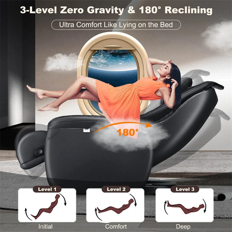 SL Track Full Body Massage Chair Zero Gravity Electric Massage Recliner with Heat, Pillow & Reversible Footrest