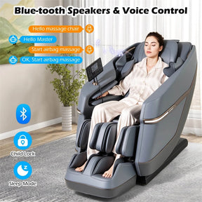 Full Body Zero Gravity Massage Chair, SL Track Massage Recliner with Airbags, Back & Waist Heater, Foot Rollers, Touch Screen, Auto Shoulder Scan