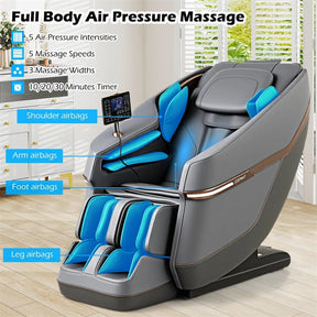 Full Body Zero Gravity Massage Chair, SL Track Massage Recliner with Airbags, Back & Waist Heater, Foot Rollers, Touch Screen, Auto Shoulder Scan