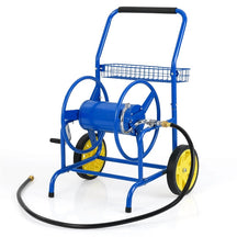 Garden Hose Reel Cart Holds 230FT of 5/8" Hose, Heavy-Duty Hose Cart with 2 Wheels & Storage Basket, Portable Water Hose Organizer for Yard