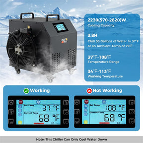 Ice Bath Chiller for Cold Plunge Tubs, 0.8HP Professional Cold Therapy Chiller with Wheels, WiFi App Control, Built-in Pump, 2 Filters & 3 Hoses