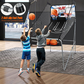 2 Player Foldable Basketball Arcade Game with 4 Balls, Indoor Double Shot Electronic Basketball Game