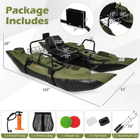Inflatable Fishing Float Tube with Foldable Padded Seat, Adjustable Footrest, Pump & Paddles, 400 LBS Load Capacity Adult Belly Boat for Angling