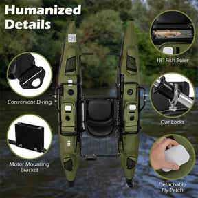 Inflatable Fishing Float Tube with Foldable Padded Seat, Adjustable Footrest, Pump & Paddles, 400 LBS Load Capacity Adult Belly Boat for Angling
