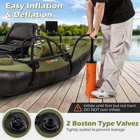 Inflatable Fishing Float Tube with Foldable Padded Seat, Adjustable Footrest, Pump & Paddles, 400 LBS Load Capacity Adult Belly Boat for Angling