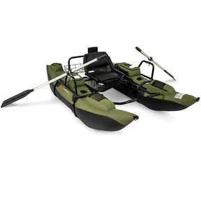 Inflatable Fishing Float Tube with Foldable Padded Seat, Adjustable Footrest, Pump & Paddles, 400 LBS Load Capacity Adult Belly Boat for Angling