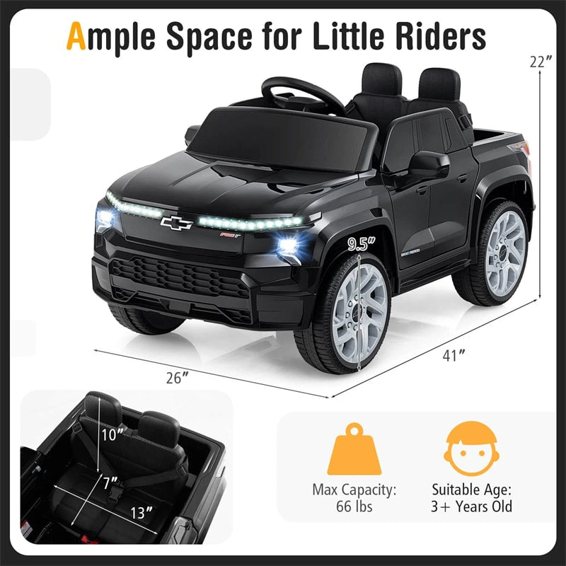 12V Ride-On Car, Licensed Chevrolet Ride On Truck Kids Electric Vehicle with Remote Control, Storage & Spring Suspension for Ages 3+