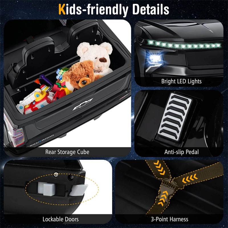 12V Ride-On Car, Licensed Chevrolet Ride On Truck Kids Electric Vehicle with Remote Control, Storage & Spring Suspension for Ages 3+