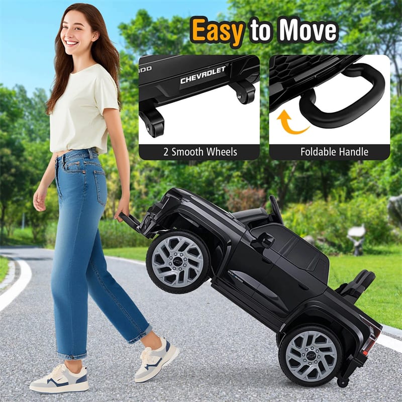 12V Ride-On Car, Licensed Chevrolet Ride On Truck Kids Electric Vehicle with Remote Control, Storage & Spring Suspension for Ages 3+