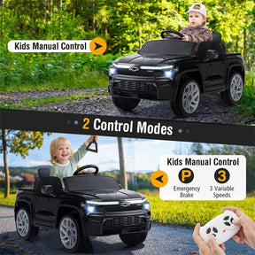 12V Ride-On Car, Licensed Chevrolet Ride On Truck Kids Electric Vehicle with Remote Control, Storage & Spring Suspension for Ages 3+