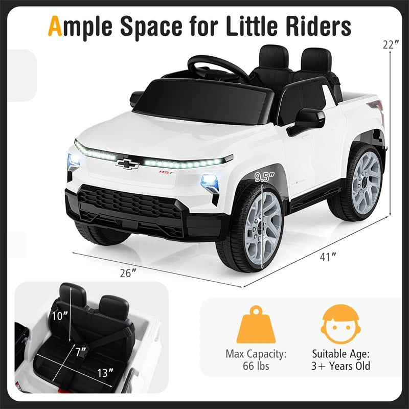12V Ride-On Car, Licensed Chevrolet Ride On Truck Kids Electric Vehicle with Remote Control, Storage & Spring Suspension for Ages 3+