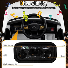 12V Ride-On Car, Licensed Chevrolet Ride On Truck Kids Electric Vehicle with Remote Control, Storage & Spring Suspension for Ages 3+