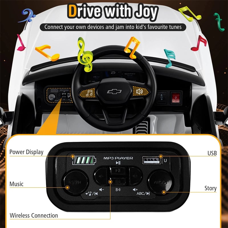 12V Ride-On Car, Licensed Chevrolet Ride On Truck Kids Electric Vehicle with Remote Control, Storage & Spring Suspension for Ages 3+