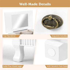 Large Standing Jewelry Armoire Cabinet Wooden Storage Chest with 7 Drawers, 2 Side Doors, 12 Hooks, Flip-Up Mirror & Top Organizer