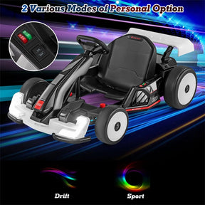 Licensed Audi 24V Kids Go Kart, Length Adjustable Ride on Racing Toy with Drift & Sport Modes, 2x150W Motors, 8 MPH High Speed for Children Ages 6+