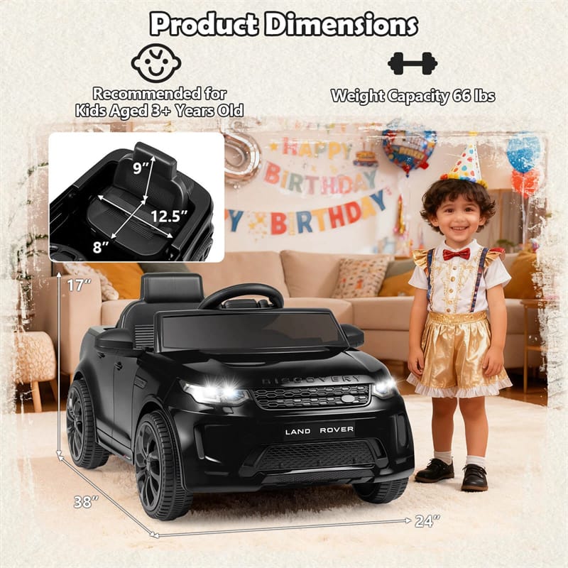 12V Kids Ride-On Car Licensed Land Rover Sport Electric Vehicle with Remote Control, LED Lights & Music, Ride-on Toy for Boys & Girls 3+