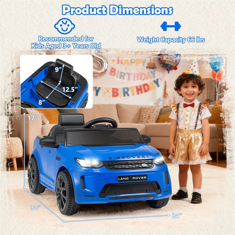 12V Kids Ride-On Car Licensed Land Rover Sport Electric Vehicle with Remote Control, LED Lights & Music, Ride-on Toy for Boys & Girls 3+