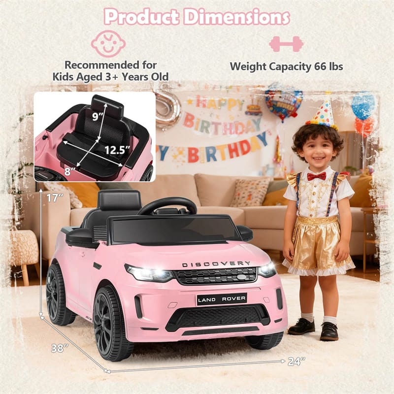 12V Kids Ride-On Car Licensed Land Rover Sport Electric Vehicle with Remote Control, LED Lights & Music, Ride-on Toy for Boys & Girls 3+