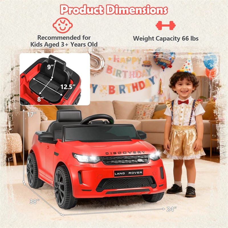 12V Kids Ride-On Car Licensed Land Rover Sport Electric Vehicle with Remote Control, LED Lights & Music, Ride-on Toy for Boys & Girls 3+