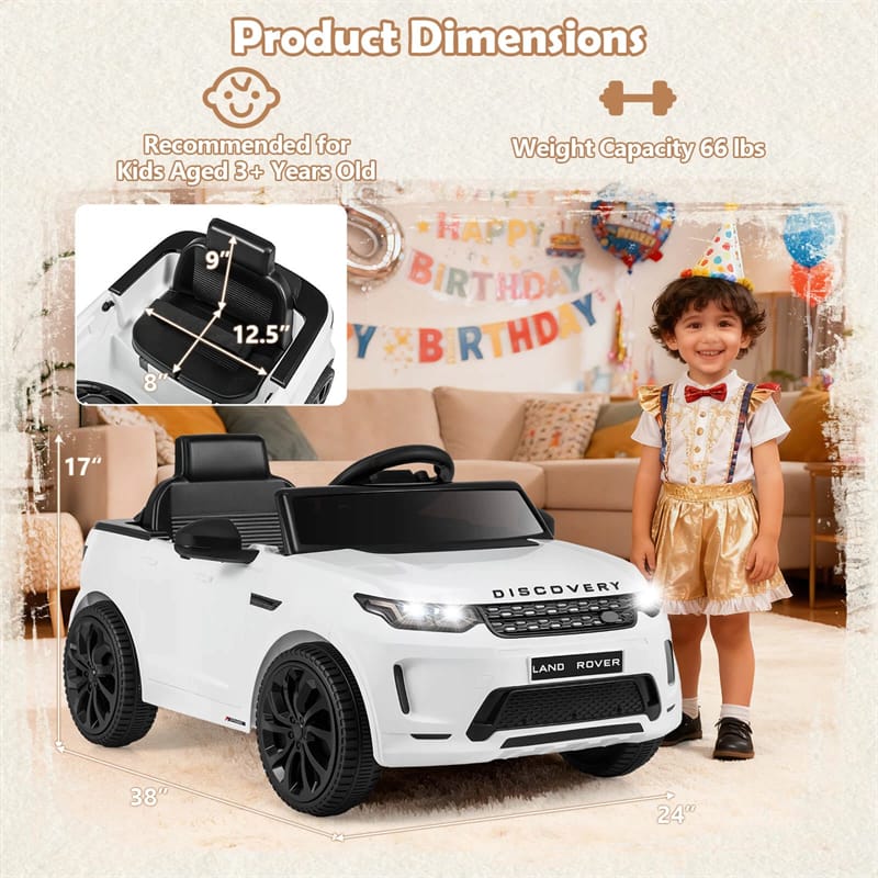 12V Kids Ride-On Car Licensed Land Rover Sport Electric Vehicle with Remote Control, LED Lights & Music, Ride-on Toy for Boys & Girls 3+