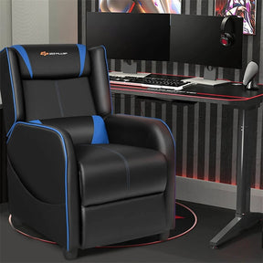 Massage Gaming Recliner Chair Racing Style PU Leather Single Sofa with Lumbar Cushion & Footrest, Adjustable Living Room Home Theater Seating