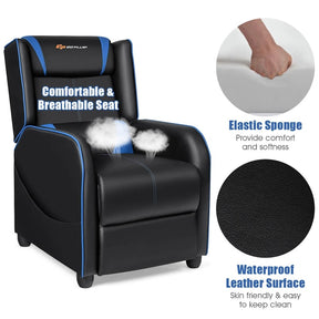 Massage Gaming Recliner Chair Racing Style PU Leather Single Sofa with Lumbar Cushion & Footrest, Adjustable Living Room Home Theater Seating