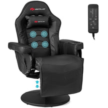 Massage Gaming Recliner Chair w/ Retractable Footrest & Cup Holder, Height Adjustable Racing Style Swivel Video Game Chair Home Theater Seating
